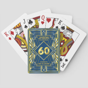 Baralho 60º aniversário Art Deco Dourado Excelente Azul