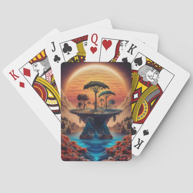 Baralho A ilha no pôr do sol. (Verso)