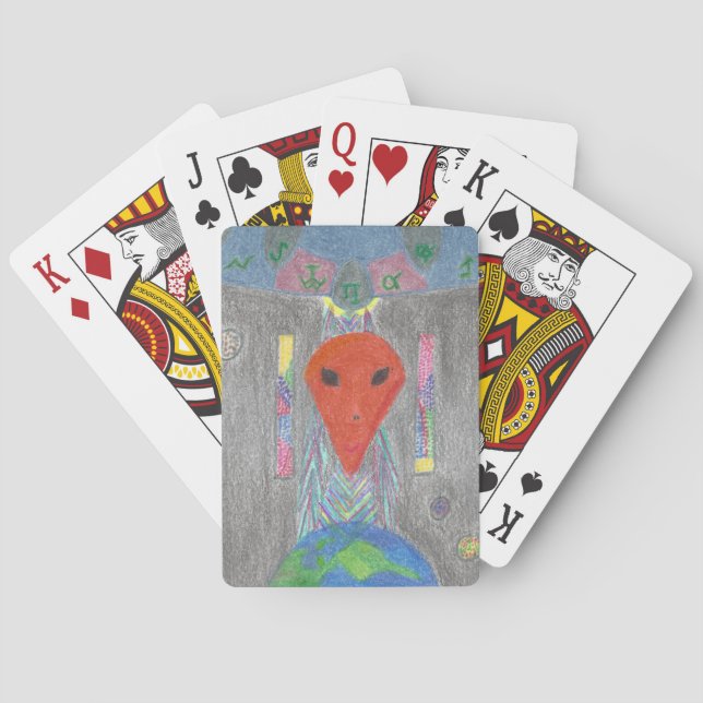 Baralho A terra do UFO da interação e os cartões de jogo (Verso)