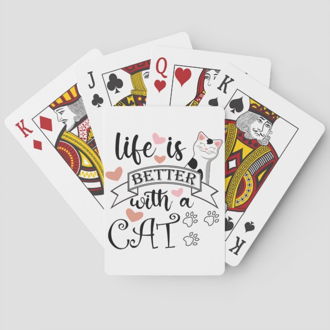 Baralho A vida é melhor com um slogan de citação do Cat (Verso)