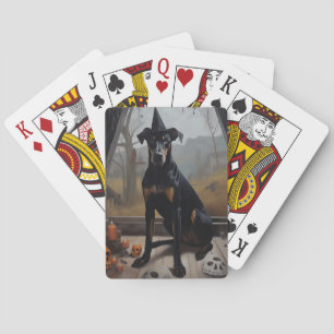 Baralho Abóboras Doberman Halloween Assustador
