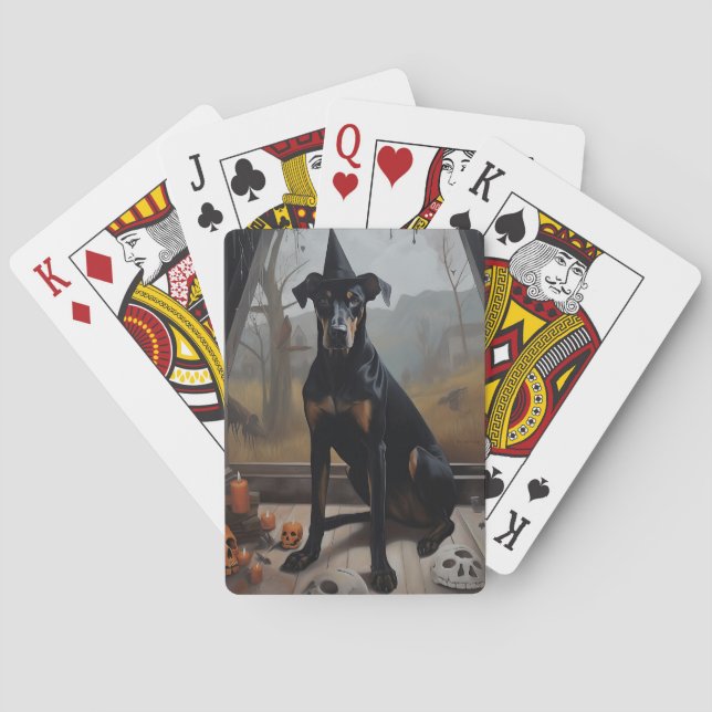 Baralho Abóboras Doberman Halloween Assustador (Verso)