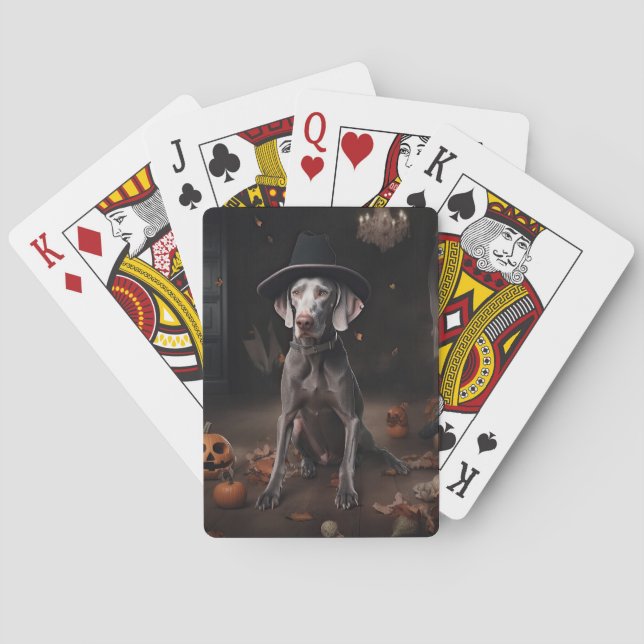 Baralho Abóboras Weimaraner Halloween Assustador (Verso)
