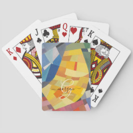 Baralho Abstract Art, Gold Monogram, Black Script Name