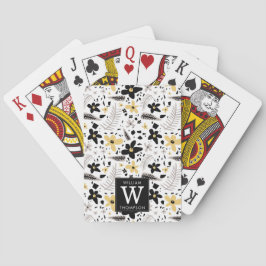 Baralho Abstrato Black Yellow Cinza Floral Sem Costura Pad