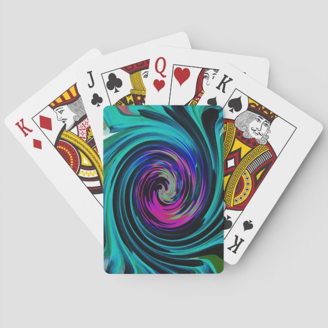 Baralho Abstrato de preto e turquesa Dramático (Verso)