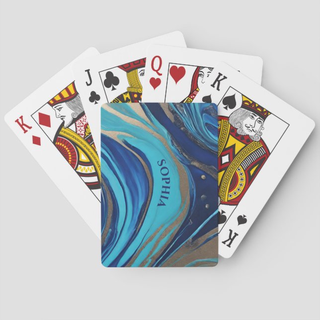 Baralho Abstrato Flow Art-Blue e Dourado- (Verso)
