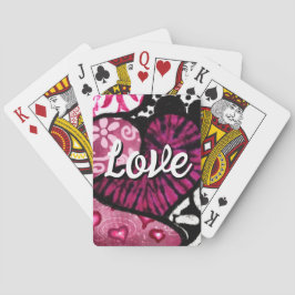Baralho Abstrato Love Heart Pink Floral Bolinhas Pretas