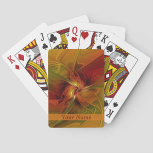 Baralho Abstrato Red Orange Green Art Flower Name