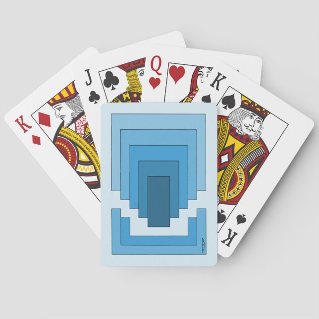 Baralho Abstrato retangular em azul (Verso)