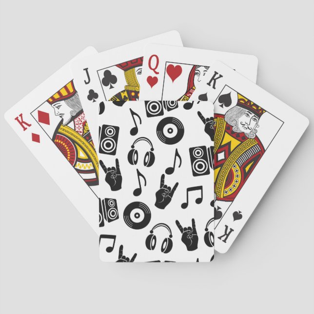 Baralho Acessórios Musicais: Padrão de Vintagem Monocromát (Verso)