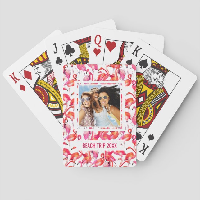 Baralho Adicione seu nome | Watercolor Flamingo Em Aquarel (Verso)