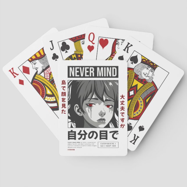 Baralho Aesthetic Anime Girl Playing Cards - "Never Mind"  (Verso)