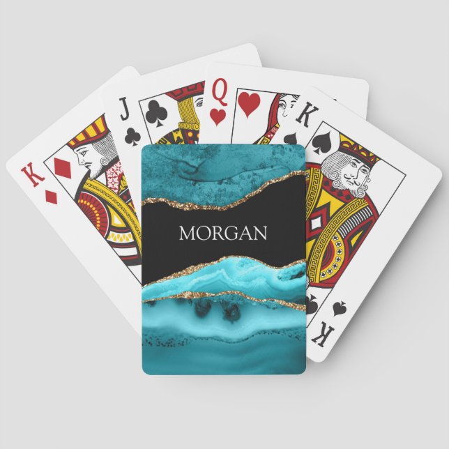 Baralho Agato Dourado e lacrimogêneo, brilho, nome branco  (Verso)