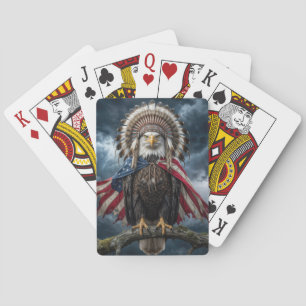 Baralho Águia-Careca Vestindo uma Bandeira Americana