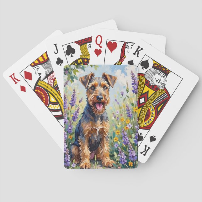 Baralho Airedale Terrier Jardim Inglês Floral (Verso)