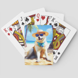 Baralho Akita na Praia, presente de verão para amantes de