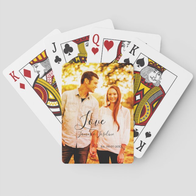 Baralho Ame o nome da adição de fotos. Casal de casamento  (Verso)