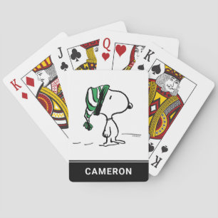 Baralho Amendoins Cartões de Boné de Neve Verde Snoopy