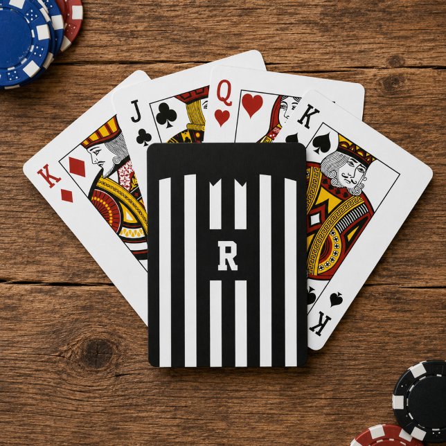 Baralho American Football Referee Stripes Jogando Cartões (Hup! Ready to be the referee at your next games night? Just add your initial!)