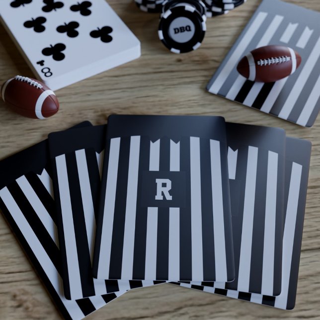 Baralho American Football Referee Stripes Jogando Cartões (Hup! Ready to be the referee at your next games night? Just add your initial!)