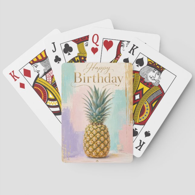 Baralho Ananás Dourado Aniversário Tropical (Verso)