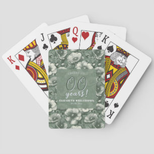 Baralho Anêmonas Elegantes Verde Milestone Aniversário Ten