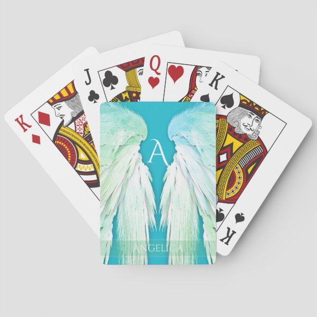 Baralho ANGEL WINGS Monograma Nome fresco (Verso)