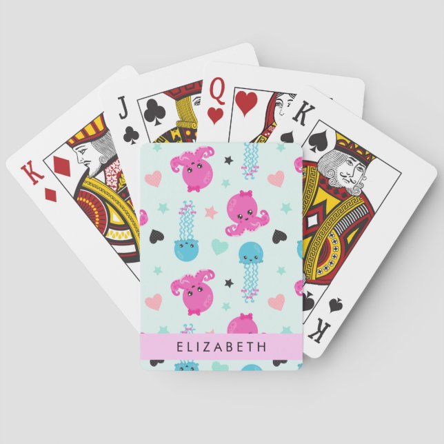 Baralho Animais do Mar, Octopus, água-viva, coração, seu n (Verso)