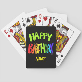 Baralho Aniversário Brilhante e Feliz Nome Personalizado