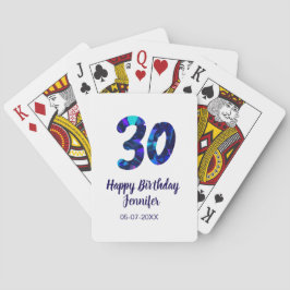 Baralho aniversário de 30 anos adicionar nome data ano azu