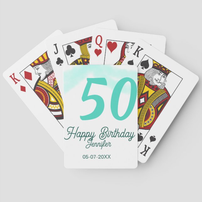 Baralho aniversário de 50 anos adicionar nome data ano ver (Verso)