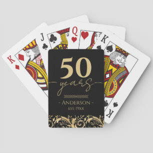 Baralho Aniversário de 50 anos de Casamento Dourado Preto