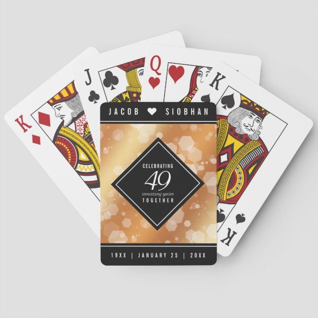 Baralho Aniversário de Casamento de Cobre Elegante 49º (Verso)