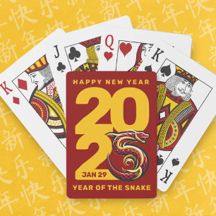 Baralho Ano Dourado Vermelho do Cobra de 2025