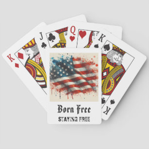 Baralho *** AP16 Bandeira Americana Vermelha Branca Azul J