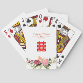 Baralho Aquarela flor dupla felicidade casamento chinês
