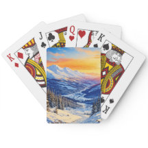 aquarela inverno manhã Classic Playing Cards
