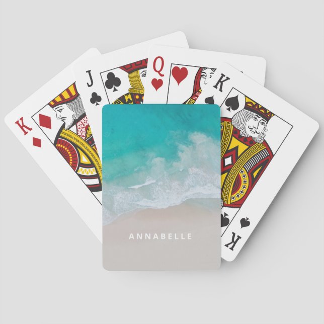 Baralho areia tropical praia oceano ensolarado ondas moder (Verso)