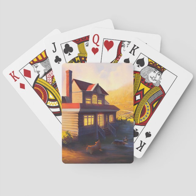 Baralho Arquivos de Caso Corgi Reproduzindo Placas (Verso)