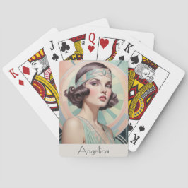 Baralho Art Deco Inspira Retrato Mulher Personalizada