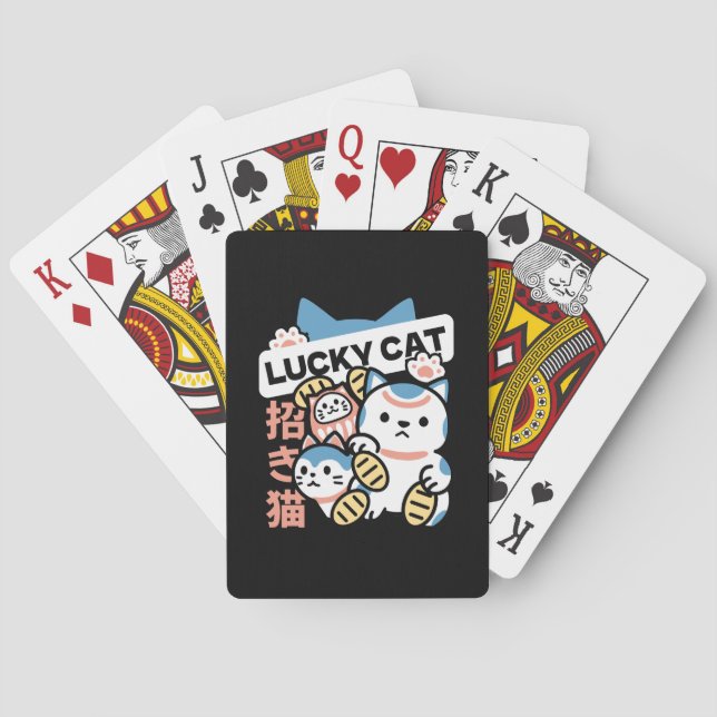 Baralho Arte de Gato Sortudo – Maneki Neko com Moeda de Ou (Verso)