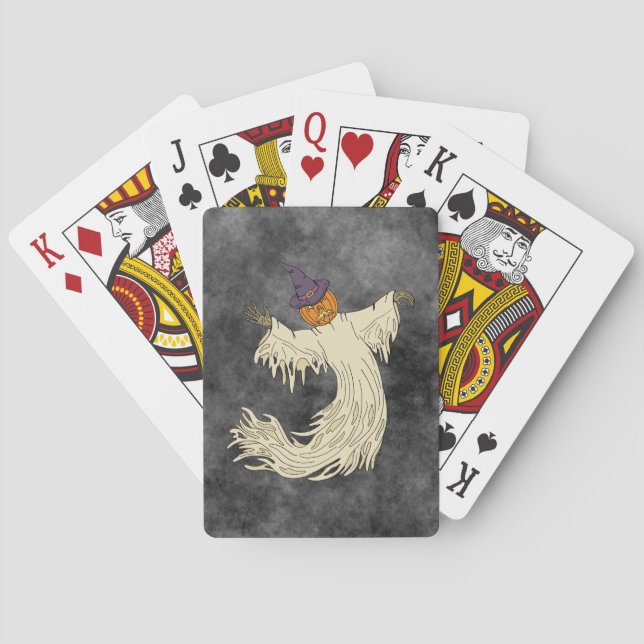 Baralho Arte de Halloween do Fantasma de Cabeça de Abóbora (Verso)
