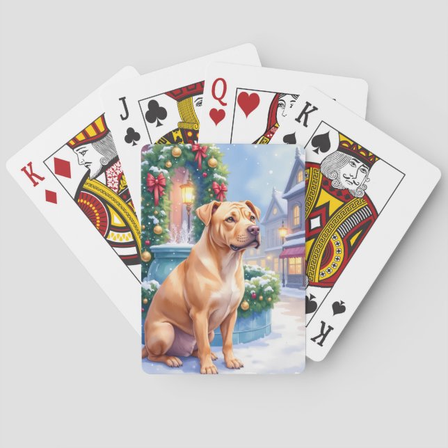 Baralho Arte de Natal da Fonte da Cidade Chinesa Shar-Pei (Verso)
