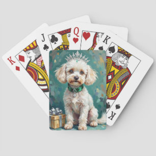 Baralho Arte de Natal da Princesa Poodle Branca Glamourosa