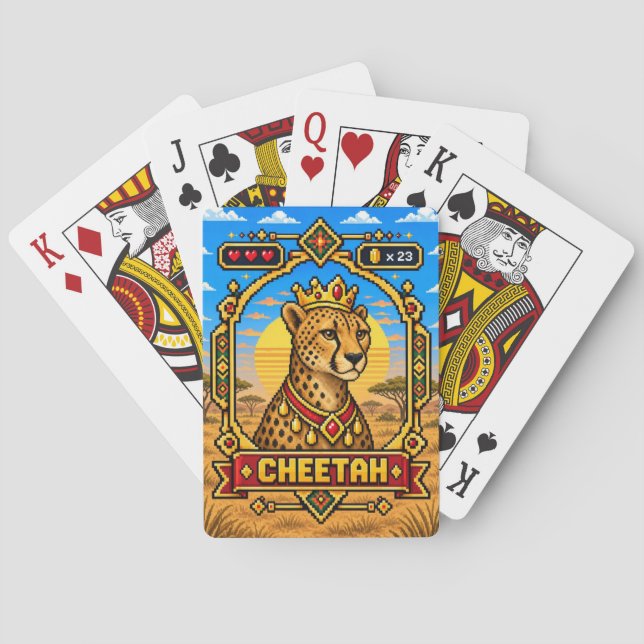 Baralho Arte de Pixel Cheetah Retro 8-Bit (Verso)