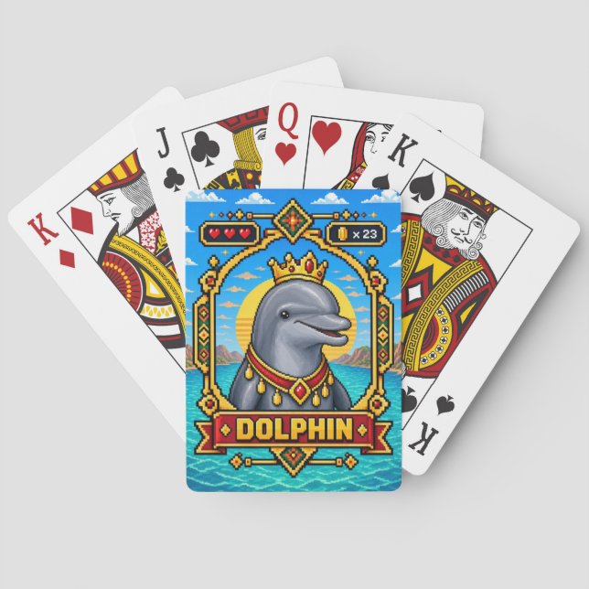 Baralho Arte de Pixel Dolphin Retro de 8 Bits (Verso)