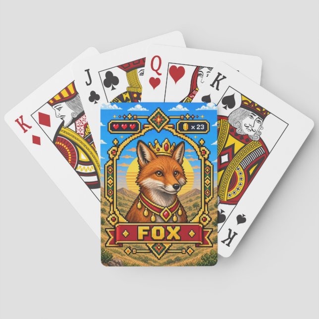 Baralho Arte de Pixel Fox Retro de 8 Bits (Verso)