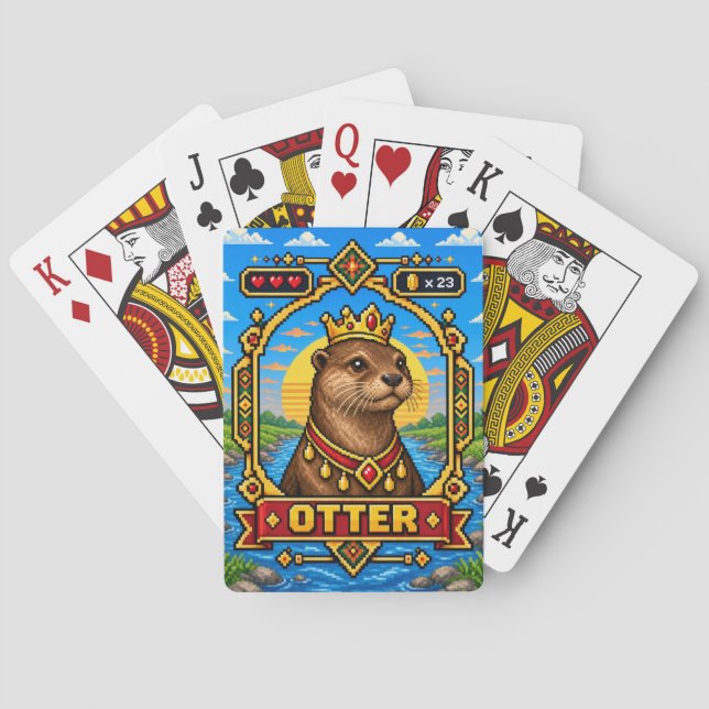 Baralho Arte de Pixel Otter Retro de 8 Bits (Verso)