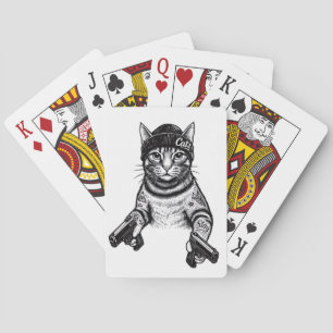 Baralho Arte de Tatuagem de Gato Gangster   Kitty de Stree